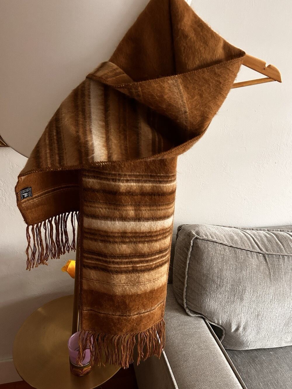Alpaca Peruvian Brown Scarf Fall Winter Cozy Fuzzy
